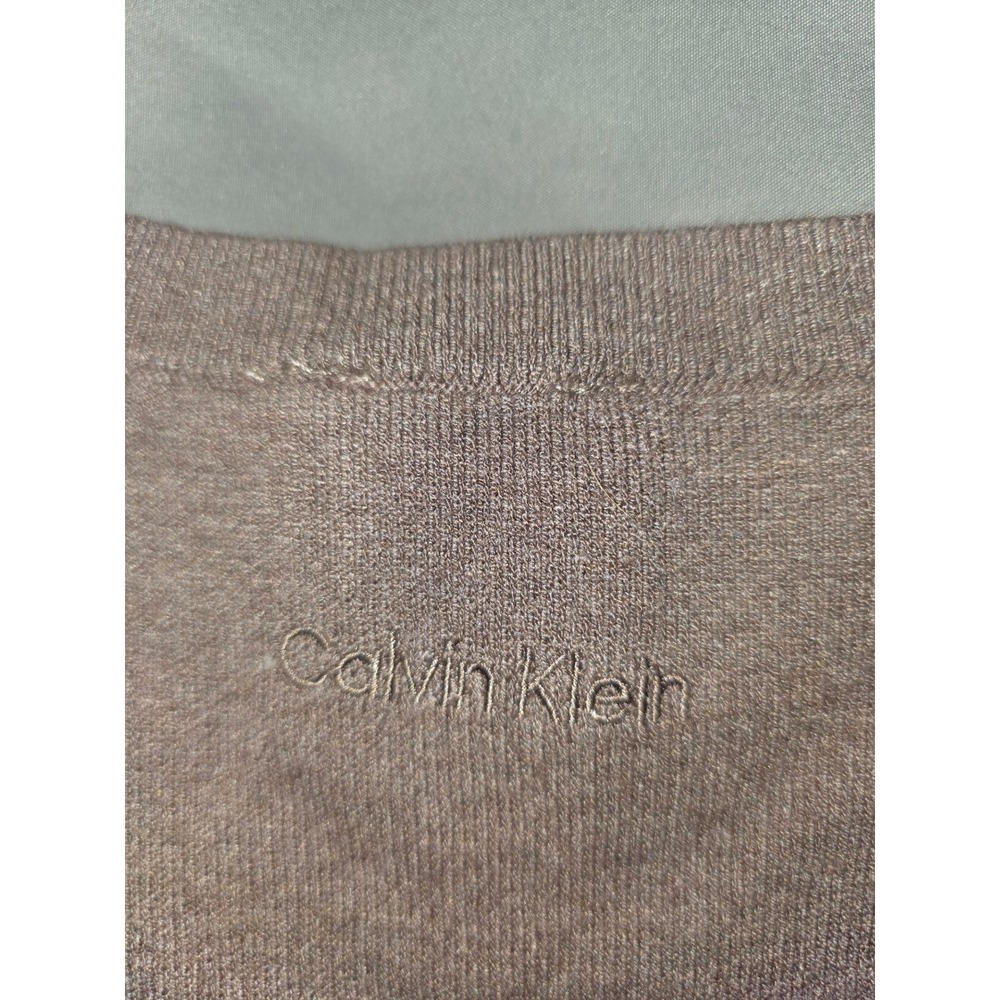 Calvin Klein Womens Short Sleeve Knit Sweater Taupe Mauve CrewNeck Large 44D388G - Picture 3 of 5
